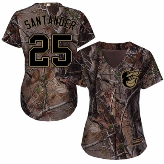 Women's Majestic Baltimore Orioles 25 Anthony Santander Authentic Camo Realtree Collection Flex Base MLB Jersey