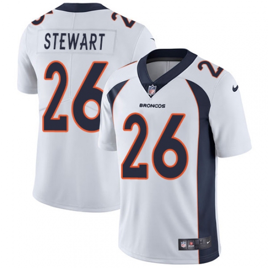 Men's Nike Denver Broncos 26 Darian Stewart White Vapor Untouchable Limited Player NFL Jersey