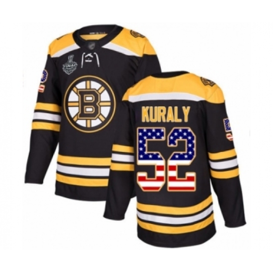 Youth Boston Bruins 52 Sean Kuraly Authentic Black USA Flag Fashion 2019 Stanley Cup Final Bound Hockey Jersey