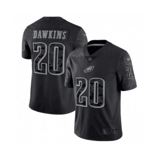 Men's Philadelphia Eagles 20 Brian Dawkins Black Reflective Limited Stitched Football Jersey