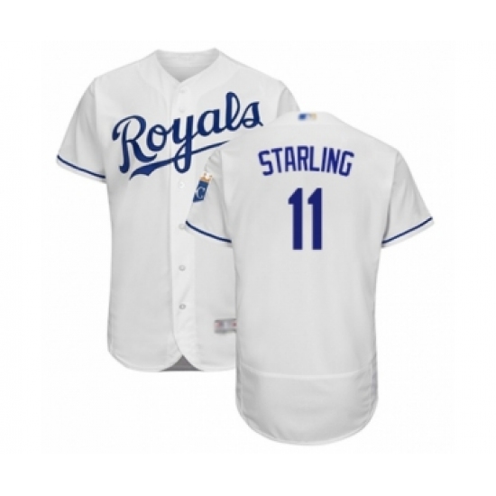 Men's Kansas City Royals 11 Bubba Starling White Home Flex Base Authentic Baseball Player Jersey