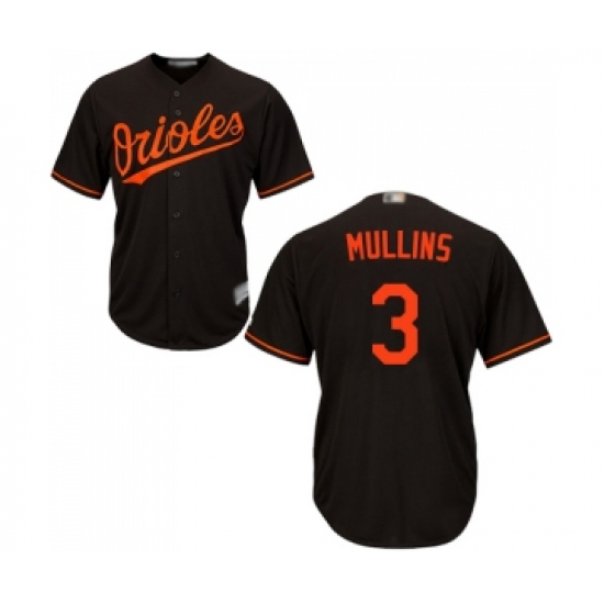 Men's Baltimore Orioles 3 Cedric Mullins Replica Black Alternate Cool Base Baseball Jersey