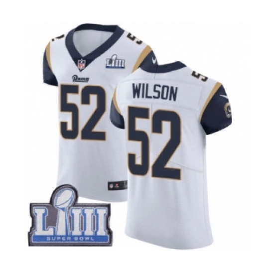 Men's Nike Los Angeles Rams 52 Ramik Wilson White Vapor Untouchable Elite Player Super Bowl LIII Bound NFL Jersey