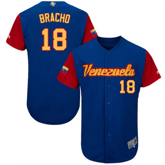 Men's Venezuela Baseball Majestic 18 Silvino Bracho Royal Blue 2017 World Baseball Classic Authentic Team Jersey