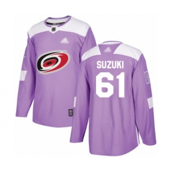 Youth Carolina Hurricanes 61 Ryan Suzuki Authentic Purple Fights Cancer Practice Hockey Jersey
