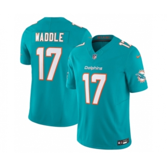Men's Miami Dolphins 17 Jaylen Waddle Aqua 2023 F.U.S.E Vapor Limited Stitched Football Jersey