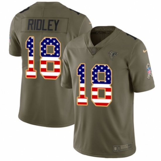 Men's Nike Atlanta Falcons 18 Calvin Ridley Limited Olive USA Flag 2017 Salute to Service NFL Jersey