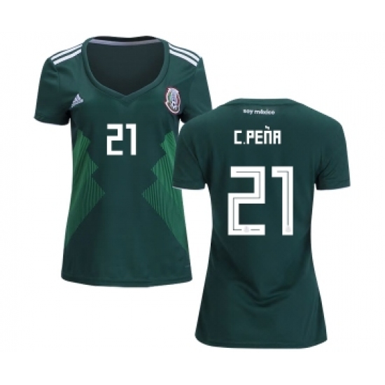 Women's Mexico 21 C.Pena Home Soccer Country Jersey