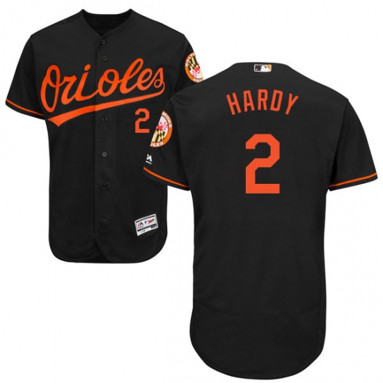 Men's Majestic Baltimore Orioles 2 J.J. Hardy Black Alternate Flex Base Authentic Collection MLB Jersey