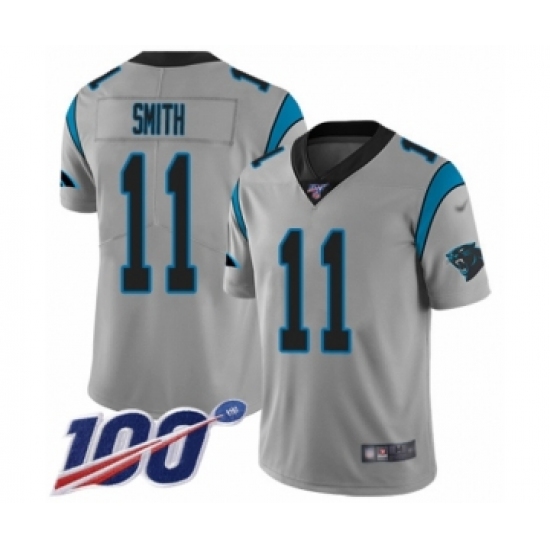 Youth Carolina Panthers 11 Torrey Smith Silver Inverted Legend Limited 100th Season Football Jersey