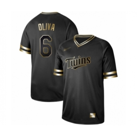 Men's Minnesota Twins 6 Tony Oliva Authentic Black Gold Fashion Baseball Jersey