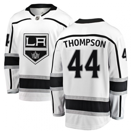 Men's Los Angeles Kings 44 Nate Thompson Authentic White Away Fanatics Branded Breakaway NHL Jersey