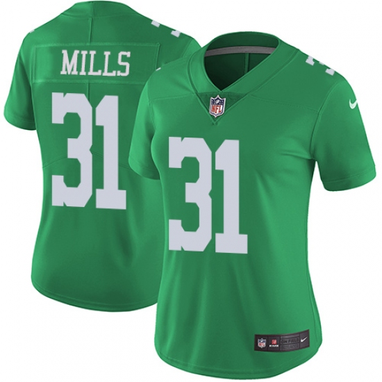 Women's Nike Philadelphia Eagles 31 Jalen Mills Limited Green Rush Vapor Untouchable NFL Jersey