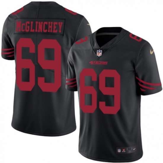 Men's Nike San Francisco 49ers 69 Mike McGlinchey Elite Black Rush Vapor Untouchable NFL Jersey