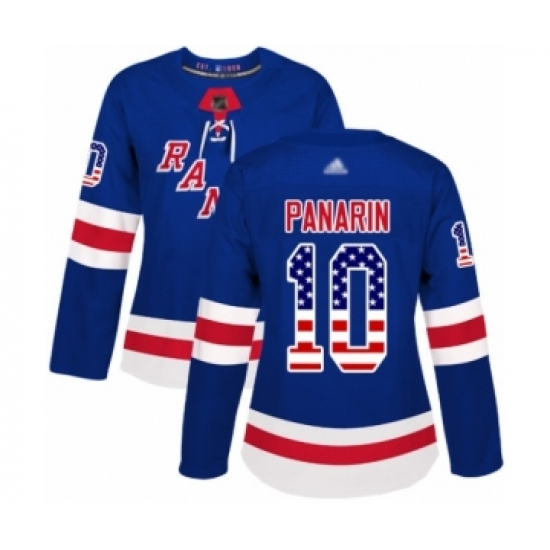 Women's New York Rangers 10 Artemi Panarin Authentic Royal Blue USA Flag Fashion Hockey Jersey