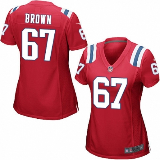 Women's Nike New England Patriots 67 Trent Brown Game Red Alternate NFL Jersey