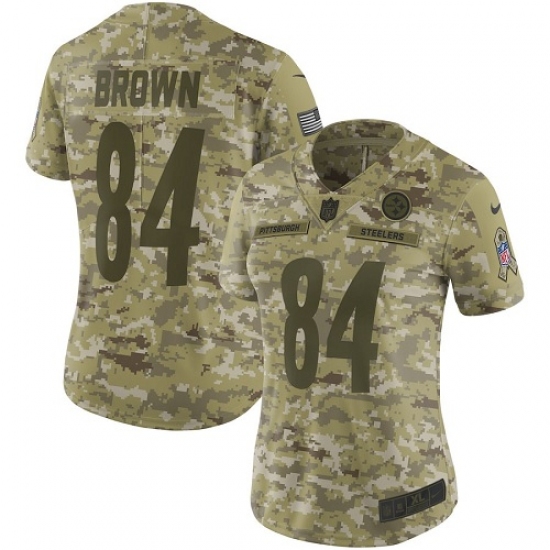 Women's Nike Pittsburgh Steelers 84 Antonio Brown Limited Camo 2018 Salute to Service NFL Jersey