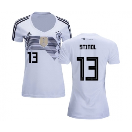 Women's Germany 13 Stindl White Home Soccer Country Jersey