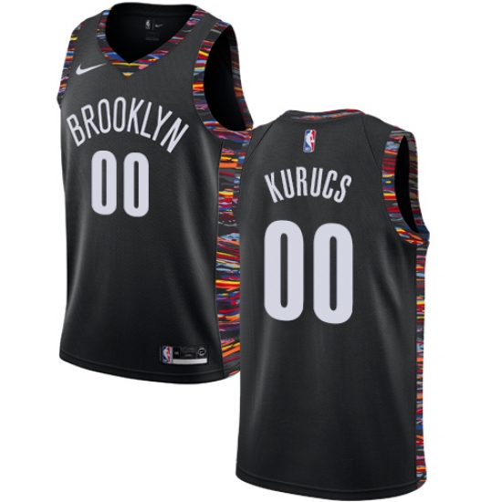 Women's Nike Brooklyn Nets 00 Rodions Kurucs Swingman Black NBA Jersey - 2018 19 City Edition