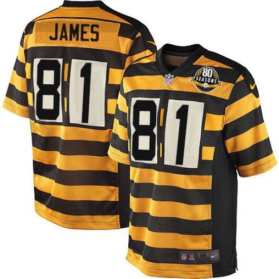 Men's Nike Pittsburgh Steelers 81 Jesse James Limited Yellow/Black Alternate 80TH Anniversary Throwback NFL Jersey