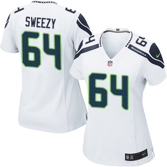 Women Nike Seattle Seahawks 64 J.R. Sweezy Game White NFL Jersey