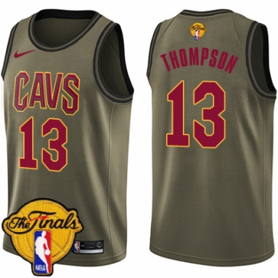 Men's Nike Cleveland Cavaliers 13 Tristan Thompson Swingman Green Salute to Service 2018 NBA Finals Bound NBA Jersey
