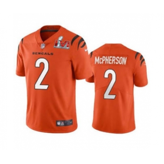 Men's Cincinnati Bengals 2 Evan McPherson 2022 Orange Super Bowl LVI Vapor Limited Stitched Jersey