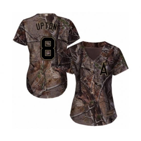Women's Los Angeles Angels of Anaheim 8 Justin Upton Authentic Camo Realtree Collection Flex Base Baseball Jersey