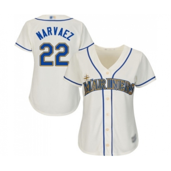 Women's Seattle Mariners 22 Omar Narvaez Replica Cream Alternate Cool Base Baseball Jersey