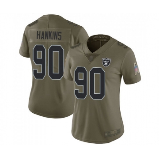 Women's Oakland Raiders 90 Johnathan Hankins Limited Olive 2017 Salute to Service Football Jersey