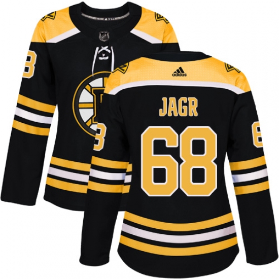 Women's Adidas Boston Bruins 68 Jaromir Jagr Authentic Black Home NHL Jersey