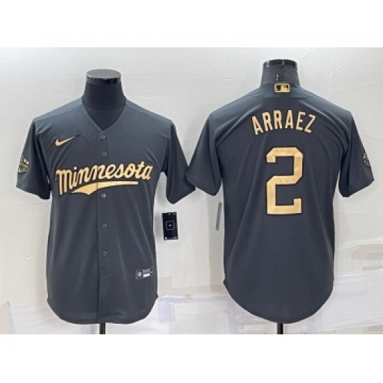 Men's Minnesota Twins 2 Luis Arraez Charcoal 2022 All-Star Cool Base Stitched Baseball Jersey