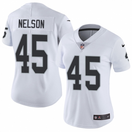 Women's Nike Oakland Raiders 45 Nick Nelson White Vapor Untouchable Elite Player NFL Jersey
