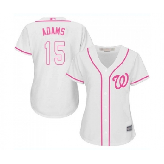 Women's Washington Nationals 15 Matt Adams Replica White Fashion Cool Base Baseball Jersey