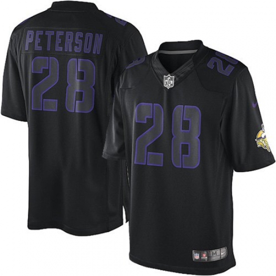Men's Nike Minnesota Vikings 28 Adrian Peterson Limited Black Impact NFL Jersey