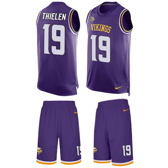 Men's Nike Minnesota Vikings 19 Adam Thielen Limited Purple Tank Top Suit NFL Jersey