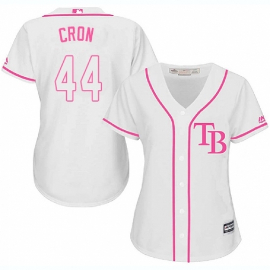 Women's Majestic Tampa Bay Rays 44 C. J. Cron Authentic White Fashion Cool Base MLB Jersey