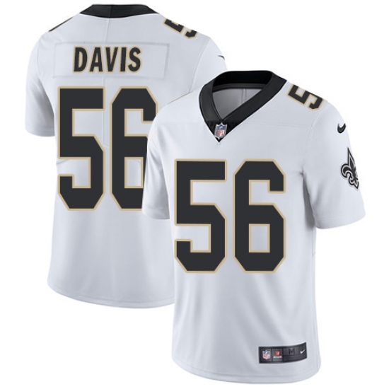 Men's Nike New Orleans Saints 56 DeMario Davis White Vapor Untouchable Limited Player NFL Jersey