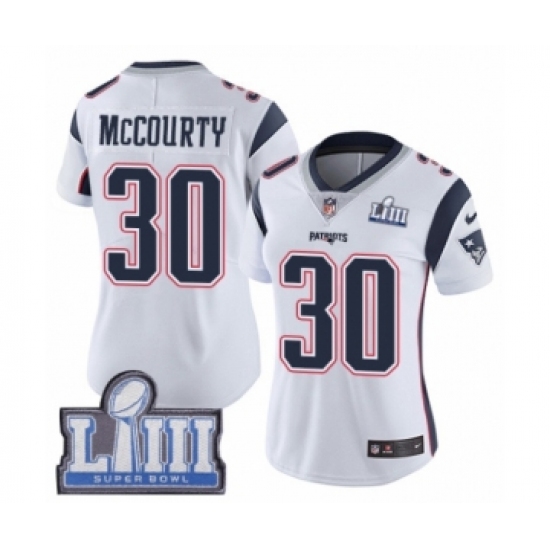 Women's Nike New England Patriots 30 Jason McCourty White Vapor Untouchable Limited Player Super Bowl LIII Bound NFL Jersey