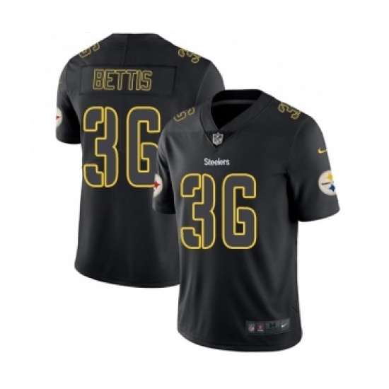 Men's Pittsburgh Steelers 36 Jerome Bettis Limited Black Rush Impact Football Jersey