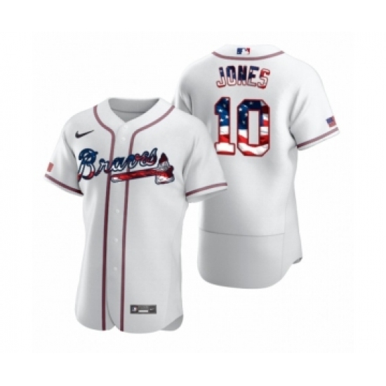Men's Chipper Jones 10 Atlanta Braves White 2020 Stars & Stripes 4th of July Jersey