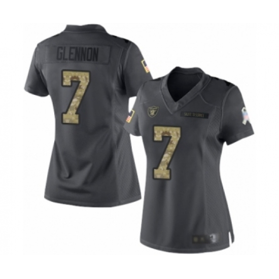 Women's Oakland Raiders 7 Mike Glennon Limited Black 2016 Salute to Service Football Jersey