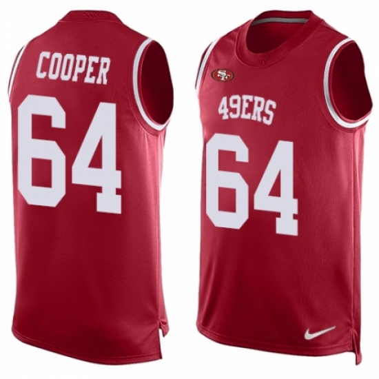 Men's Nike San Francisco 49ers 64 Jonathan Cooper Limited Red Player Name & Number Tank Top NFL Jersey