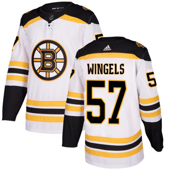 Men's Adidas Boston Bruins 57 Tommy Wingels Authentic White Away NHL Jersey