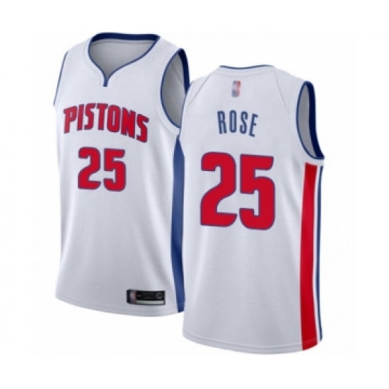 Women's Detroit Pistons 25 Derrick Rose Authentic White Basketball Jersey - Association Edition