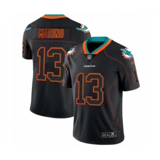 Men's Miami Dolphins 13 Dan Marino Limited Lights Out Black Rush Football Jersey