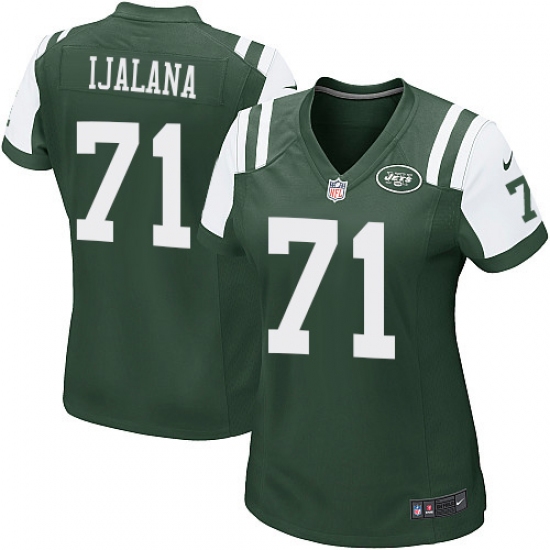 Women's Nike New York Jets 71 Ben Ijalana Game Green Team Color NFL Jersey