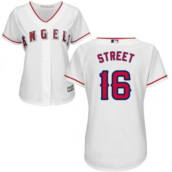 Women's Majestic Los Angeles Angels of Anaheim 16 Huston Street Authentic White Home Cool Base MLB Jersey