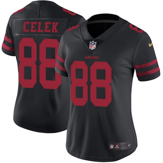 Women's Nike San Francisco 49ers 88 Garrett Celek Elite Black NFL Jersey