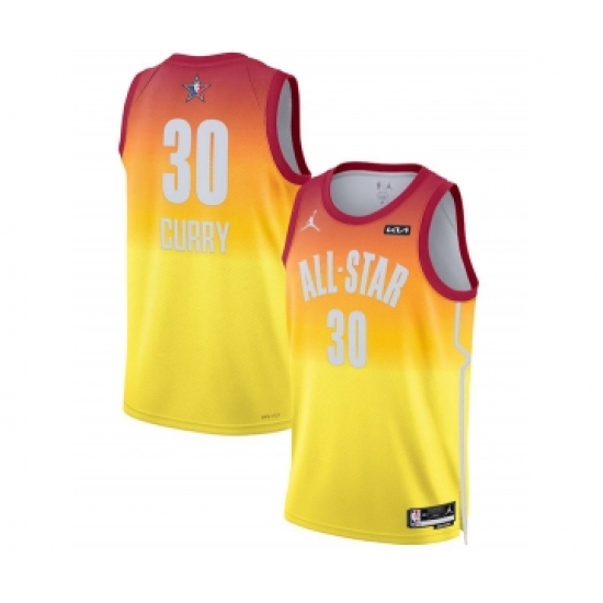 Men's 2023 All-Star 30 Stephen Curry Orange Game Swingman Stitched Basketball Jersey